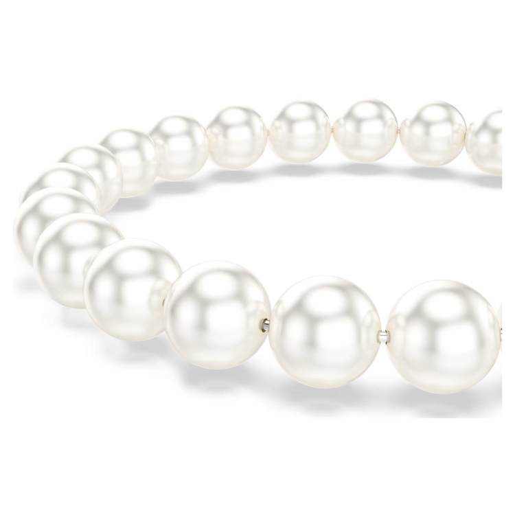 Matrix bracelet Crystal pearl, White, Rhodium plated